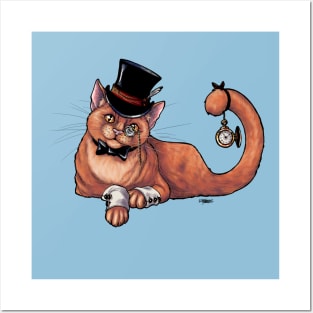 Fancy Cat - Orange Ginger Gentleman Kitty Posters and Art